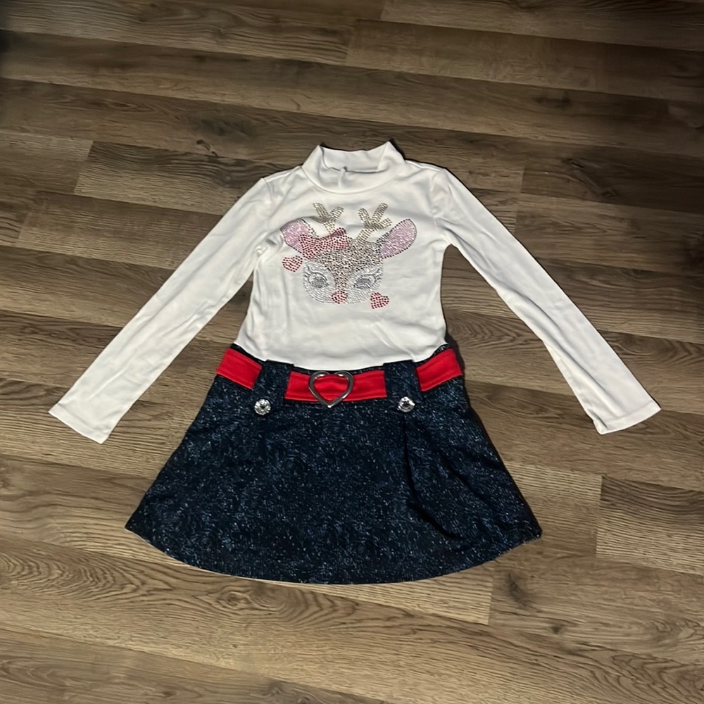 Basic Editions Size 7/8 Reindeer Dress